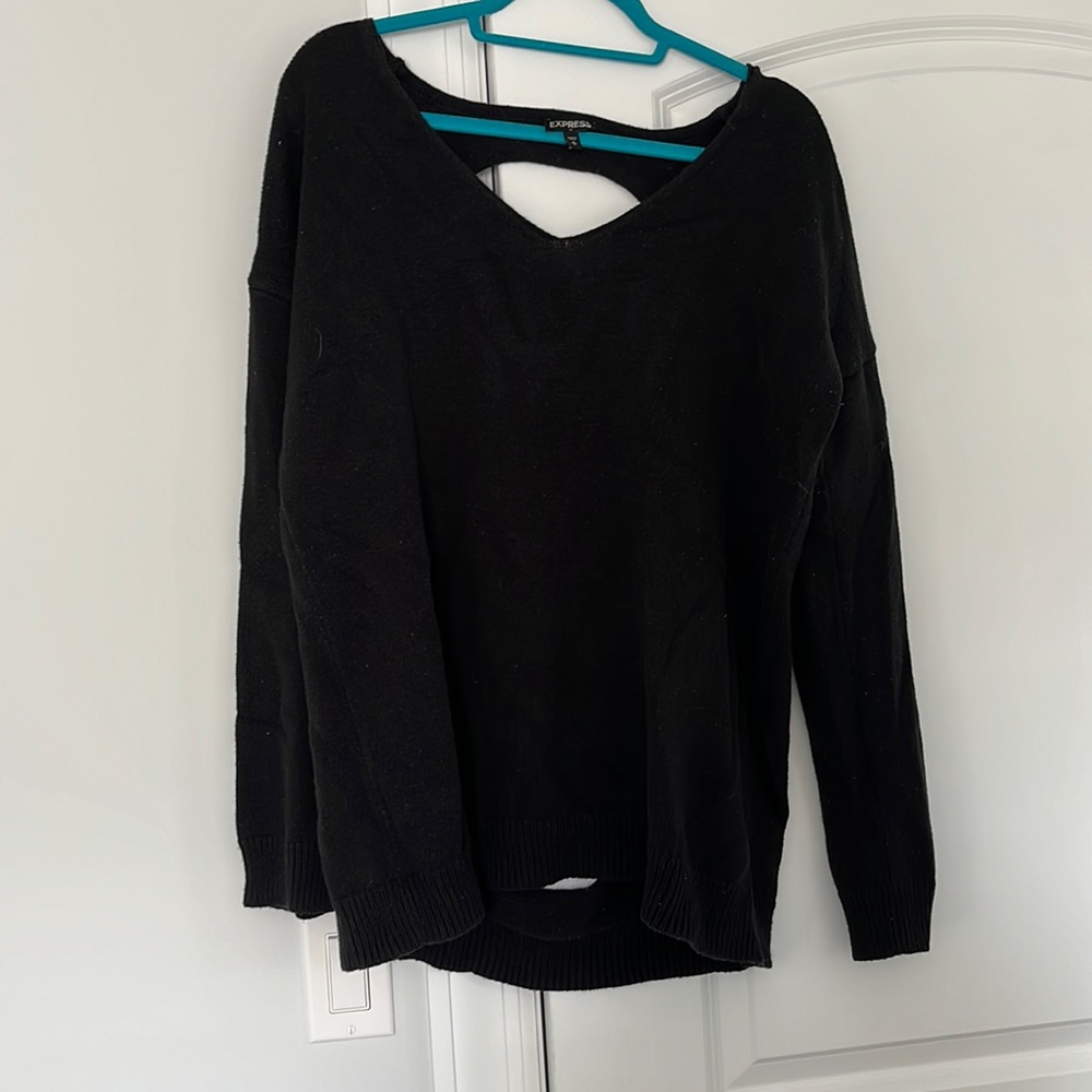 Express Long Sleeve Black Sweater w/ Back Cutouts // Size M